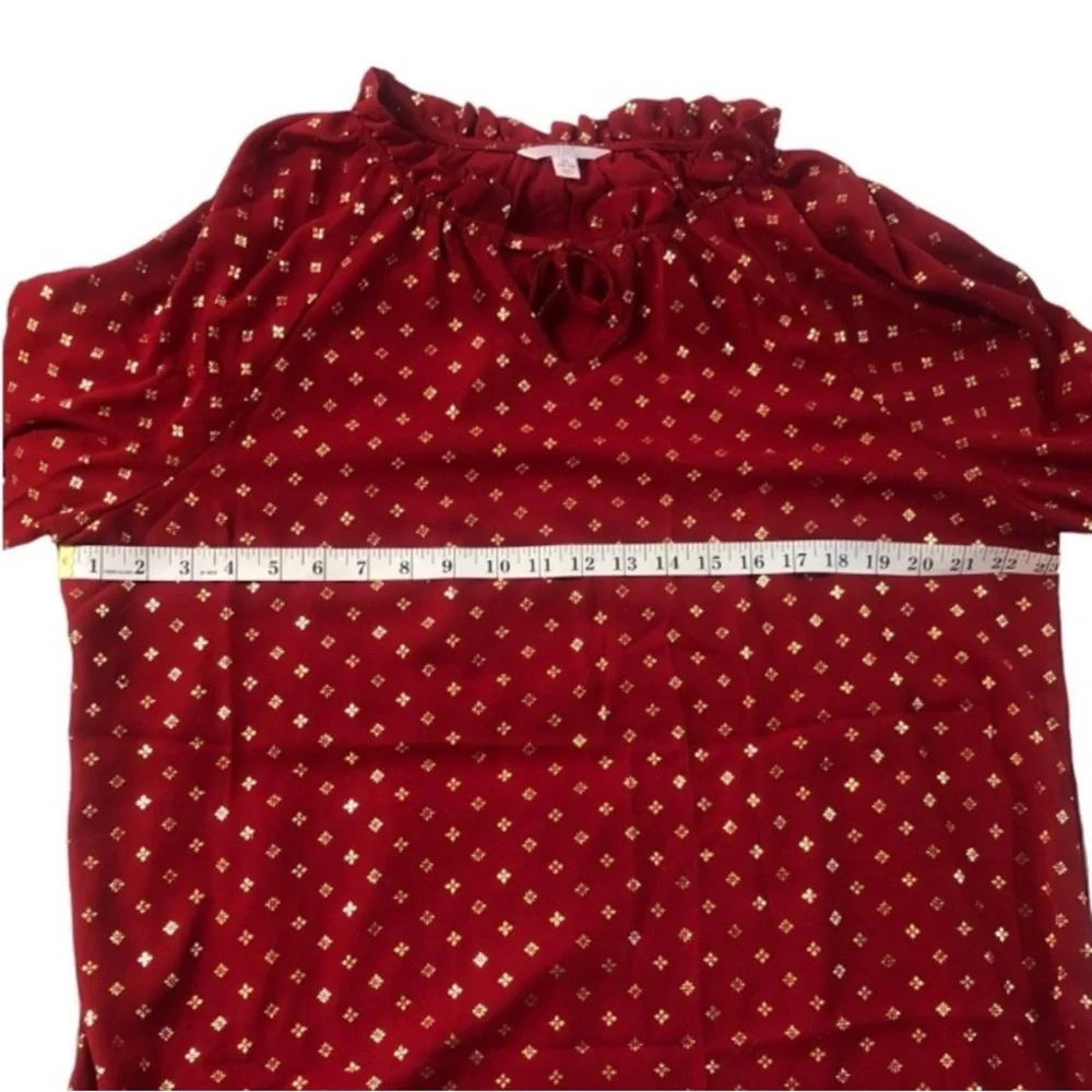 TIME AND TRU Red And Gold FOIL Peasant Blouse Size XL - Picture 7 of 11